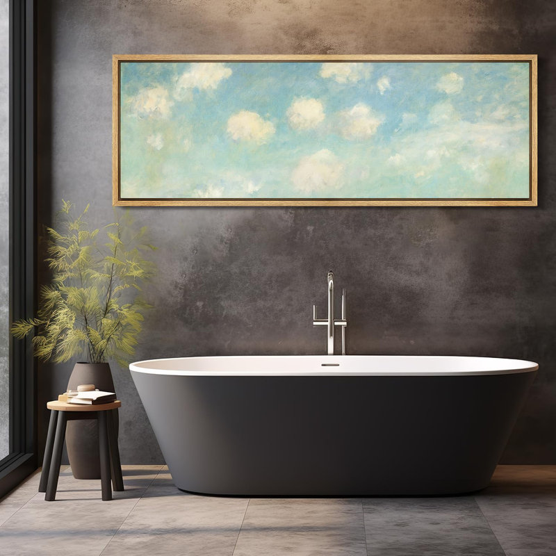 «Cloudscape Soft Blue Sky with Fluffy Clouds», reproduction sur toile, H 20 po x l 60 po, Naturel