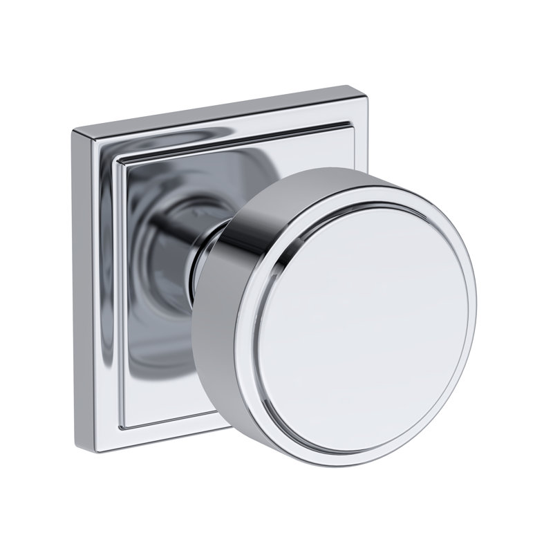 Vashon Half Dummy Knob with Stepped Square Rose in Lifetime (PVD) Satin Brass, Lifetime (PVD) Satin Brass