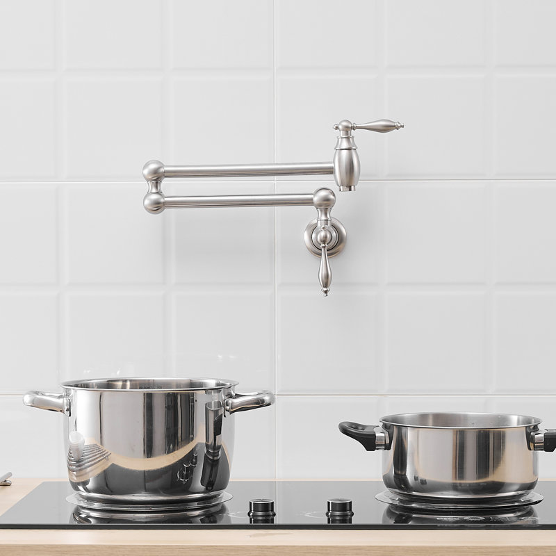 Robinet de remplissage de pot mural, robinet de cuisine pliable en laiton, avec bras articulés doubles articulés