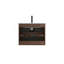 Meuble-lavabo mural en noyer de 24 po avec lavabo en céramique avec un trou de robinet, grand meuble-lavabo flottant de rangement pour salle de bain moderne, lavabo une pièce sans drain et robinet, pré-assemblé