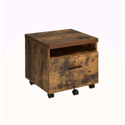 Weathered Oak & Black Finish File Cabinet