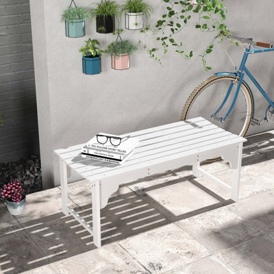 Wooden Garden Bench, Outdoor Park Bench with Slatted Seat