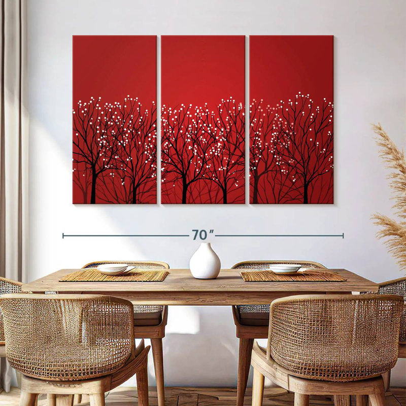 Harnek Abstract Red Forest, 42" H x 65" W