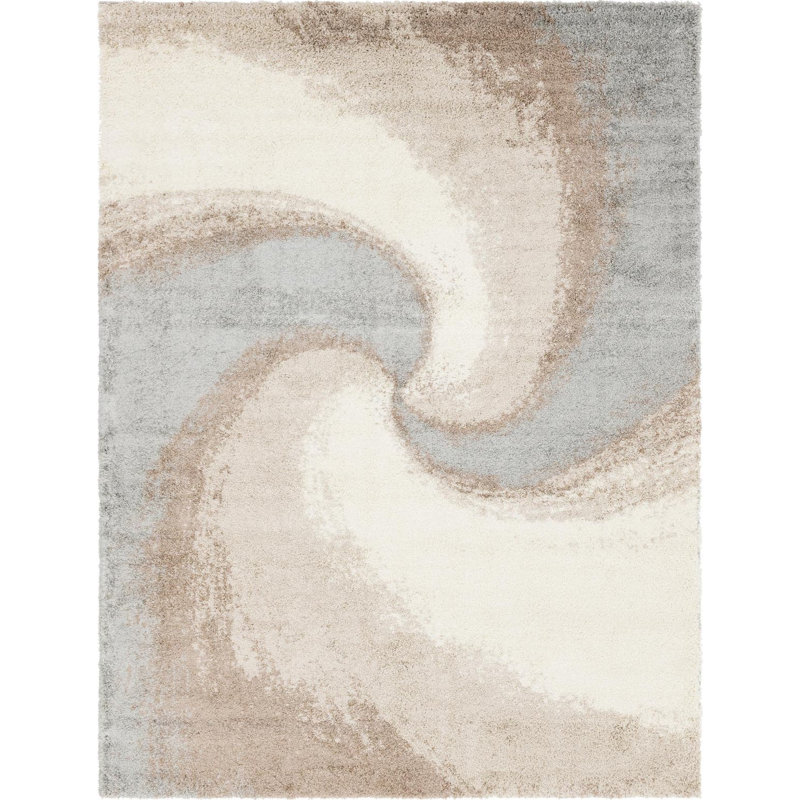 Abstract Indoor Rug, Rectangle 4'1" x 6'1", Gray/Beige