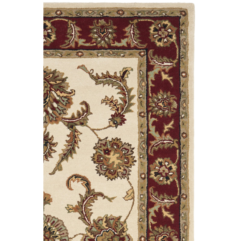 Tapis ivoire / rouge en laine touffeté à la main Cranmore, Rectangle 5 pi x 8 pi