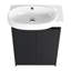 Meuble-lavabo moderne de 23 po avec lavabo, portes à fermeture en douceur, étagère de rangement, châtaignier noir, contreplaqué de haute qualité, rangement mural à trois niveaux, étagère réglable autoportante