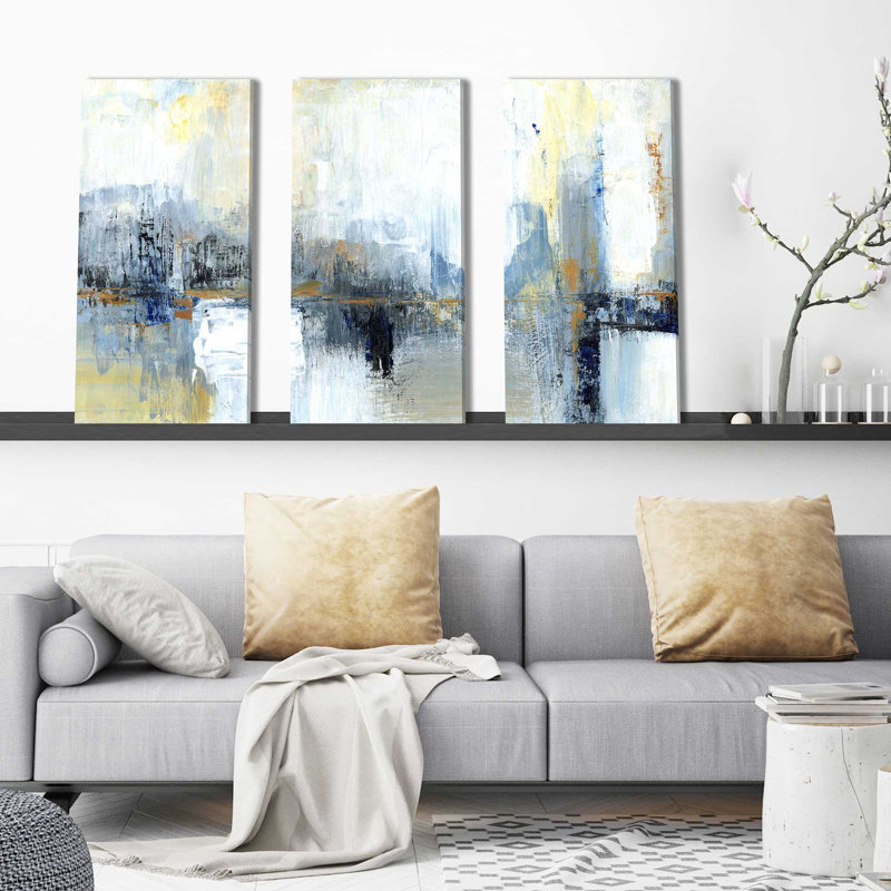 «Claravale Sweeping City I» par Tava Studios - peinture sur toile tendue 3 pièces