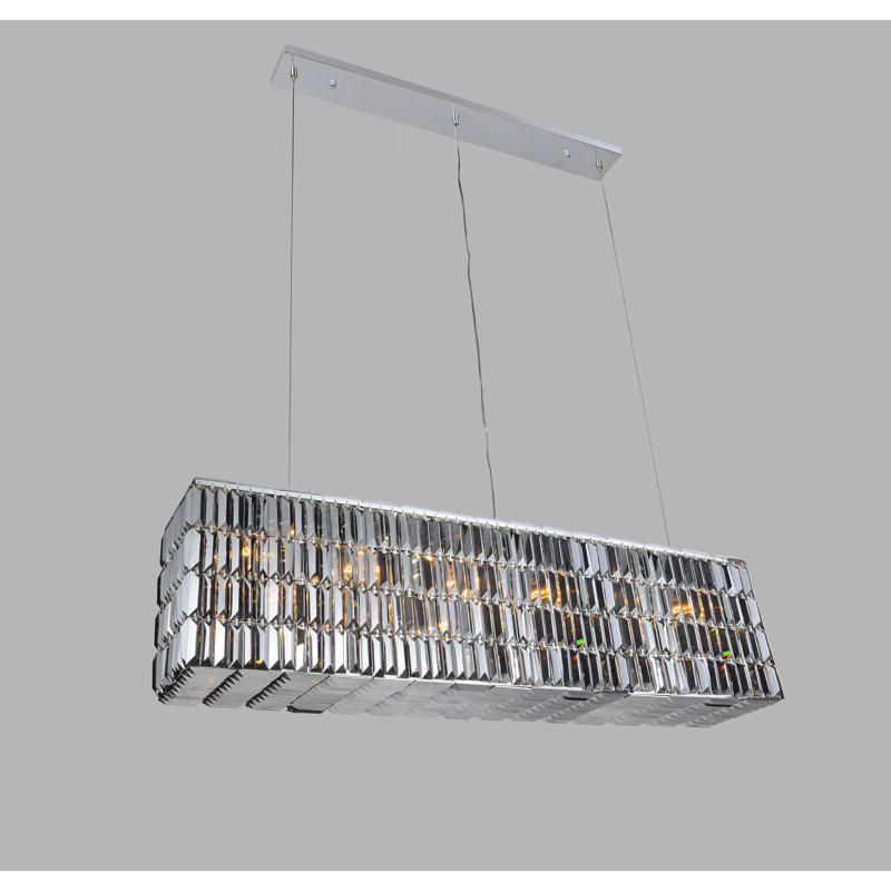 Lustre rectangulaire / carré unique à 6 lumières Blalock, Gris fumé