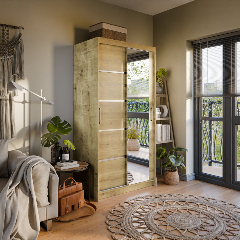 Logun 2 Door Manufactured Wood Wardrobe, Oak Artisan, 200cm H x 100cm W x 62cm D
