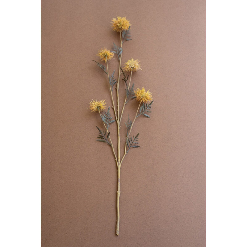  Artificial Yellow Flower Spray 33"L – Bright 5-Bloom Stem, Set of 6, Yellow