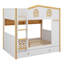 Lit superposé de style maisonnette avec tiroirs, lit superposé en bois avec supports de rangement intégrés et échelle pour jouer-827917234
