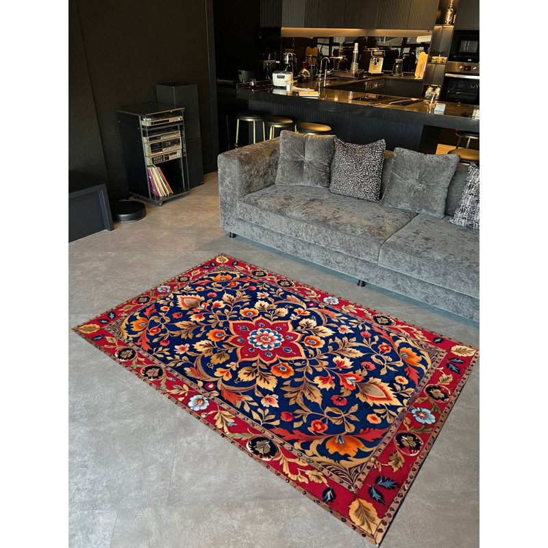 Tapis décoratif bleu marine Paris, Tapis de couloir 3 pi 3,37 po x 9 pi 10,11 po
