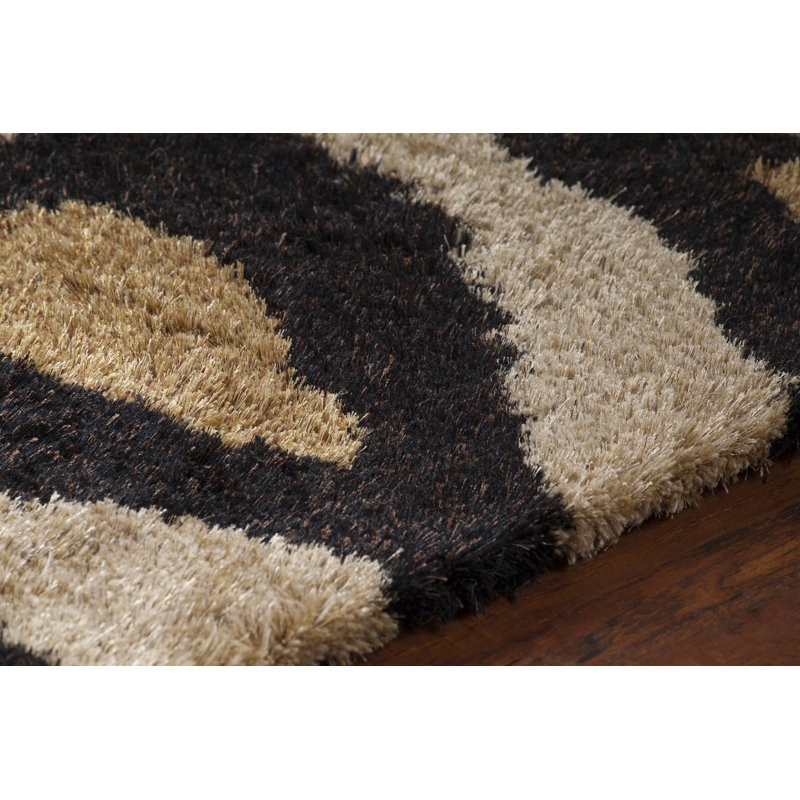 Baumgarten Authentic Hand-Woven Black & Tan Animal Print Wool Area Rug, Rectangle 5' x 7'6"