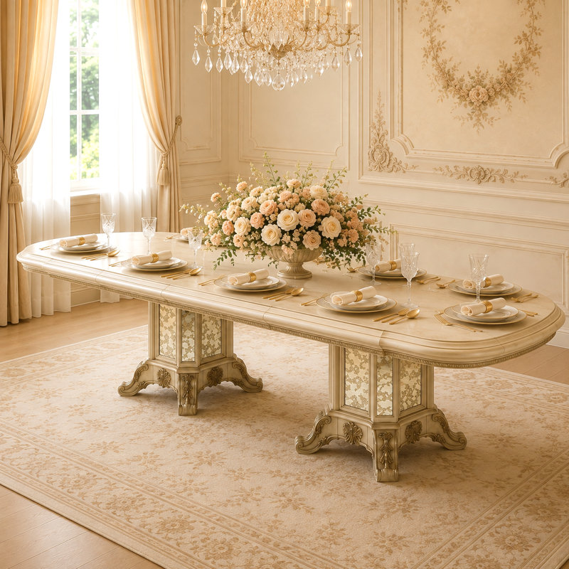 Platine De Royale Champagne Dining Table, Champagne