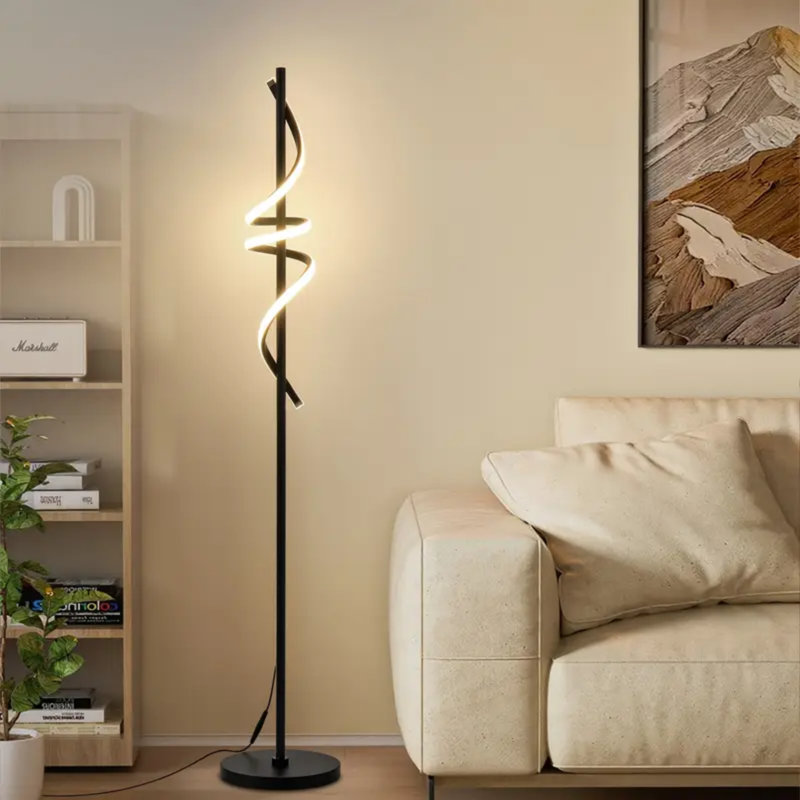 Modern Spiral Led Floor Lamp, 69" Dimmable Standing Lamp, 3 Color Temperature With Timing Mode Reading Floor Lamp, Corner Floor Lamps For Living Room, Bedroom, Bedside, Office