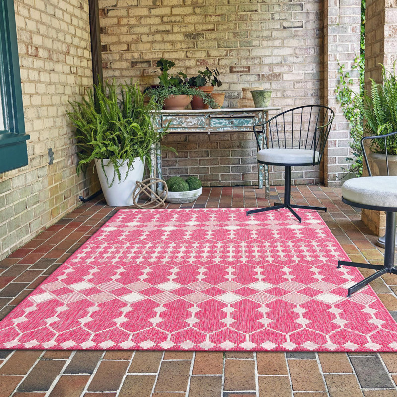 Magenta Traliccio Indoor/Outdoor Trellis Rug, Rectangle 5'3" x 7'10"