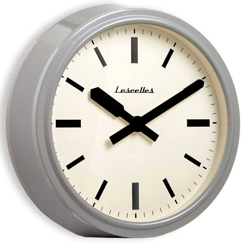 Deep Retro London dial Wall Clock in Gloss. 36cm dia. 10cm deep, Grey