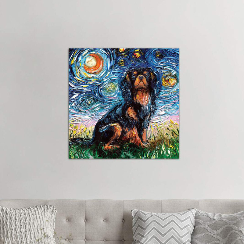 Cavalier King Charles Spaniel Night by Aja Trier - Wrapped Canvas Painting, 93.98 cm H x 93.98 cm W x 1.91 cm D