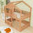 Wood House Bunk Bed with Ladder-1540534041