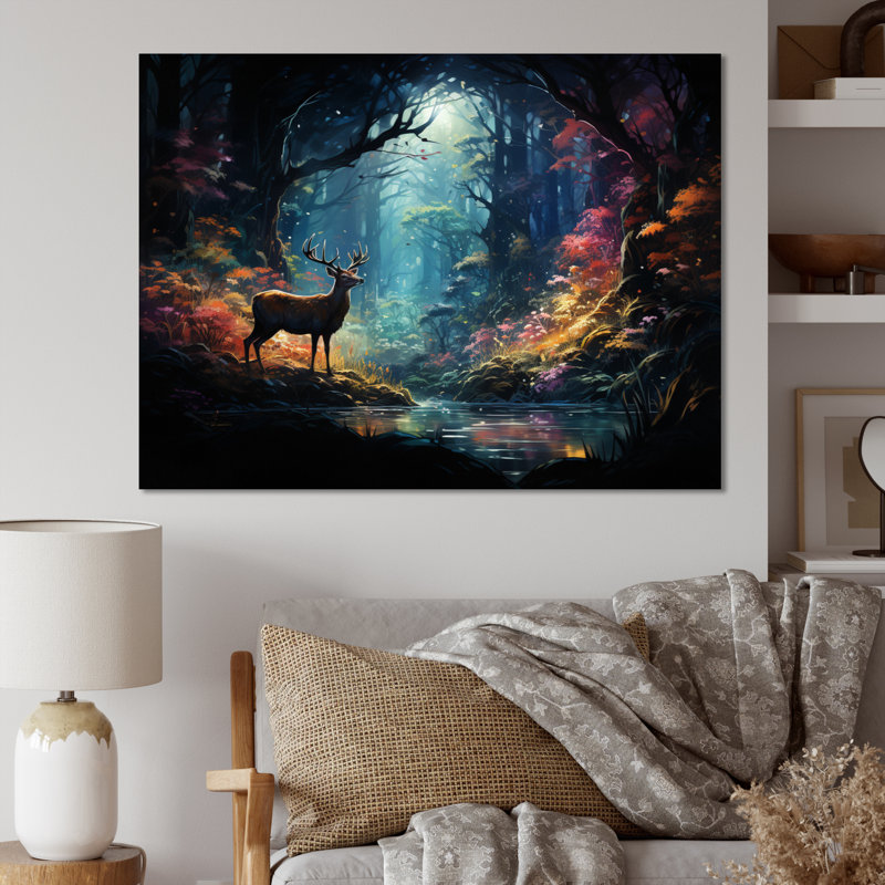 Deer Enchanted Forest III - impression, H 24 po x l 32 po x P 1 po, Toile tendue