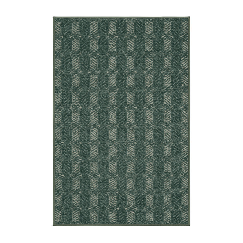 Soft Plush Escoto St Patties Modern & Contemporary Abstract Area Rug in Green – SageGreen Binding, 3x5