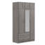 Armoire à miroir 3 portes avec 2 tiroirs et armoire supérieure, gris