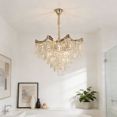 12-light Modern Tiered Crystal Chandelier With Bulbs
