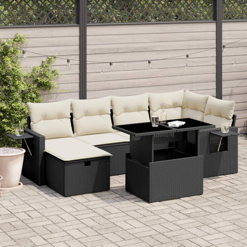 Vidaxl Garden Sofa Set Black, Cream White