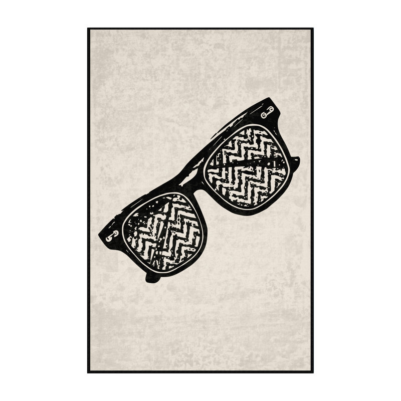 Tapis à chevrons et zigzag doux en peluche douce à trois verres Montauk - reliure noire, 4 x 2
