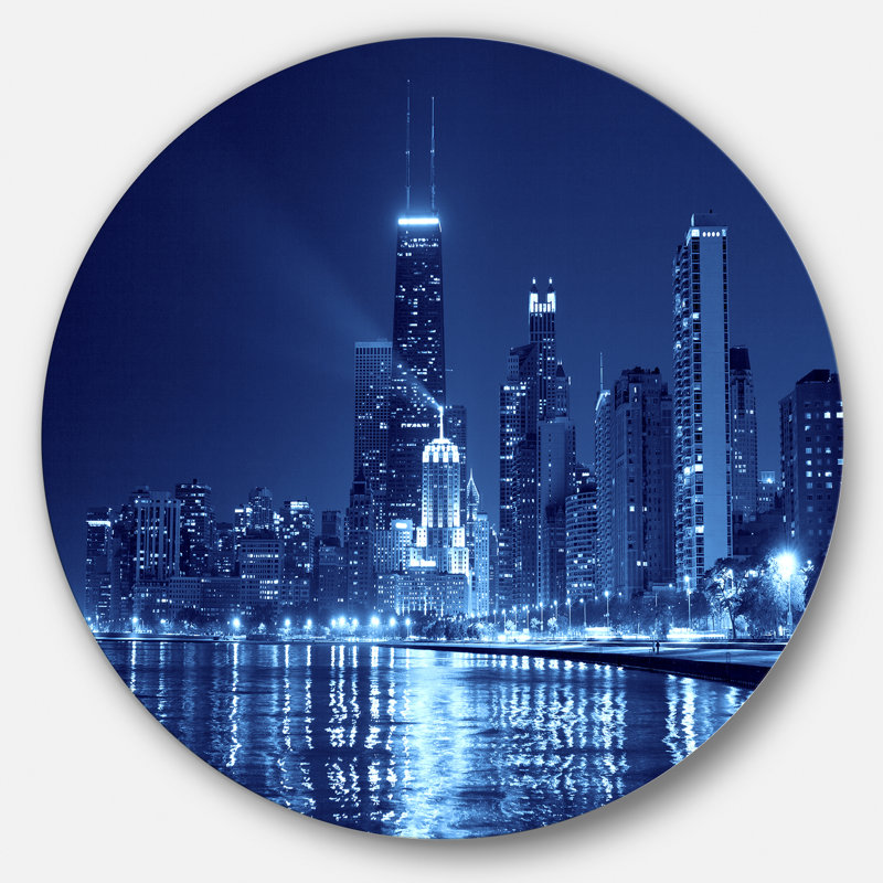 Photographie « chicago horizon night » Cityscape, H 38 po x l 38 po x P 1 po, Métal