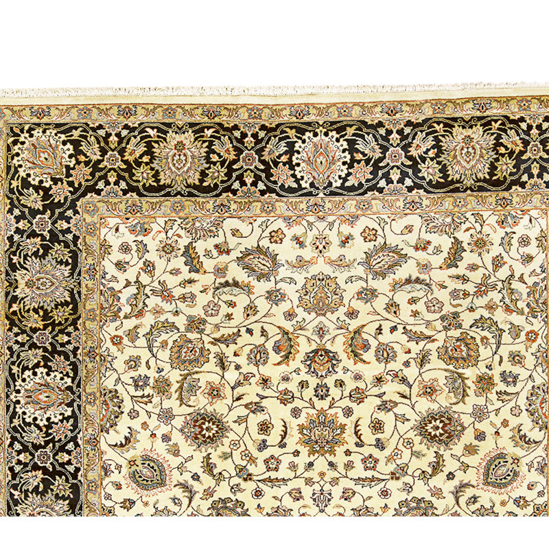 High-Quality Hand-Knotted Gold And Black Area Rug