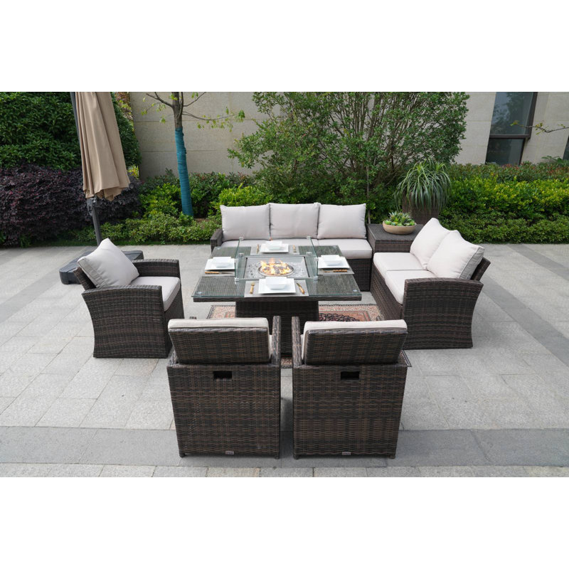 9 - Person Patio Conversation Set with Cushions
