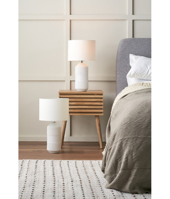 Izayah Ceramic Table Lamp, White, 12 W