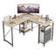 Aaleeyah L Shaped Farmhouse Computer Desk, 75 Inch Reversible Corner Office Desk with Shelves-305078826