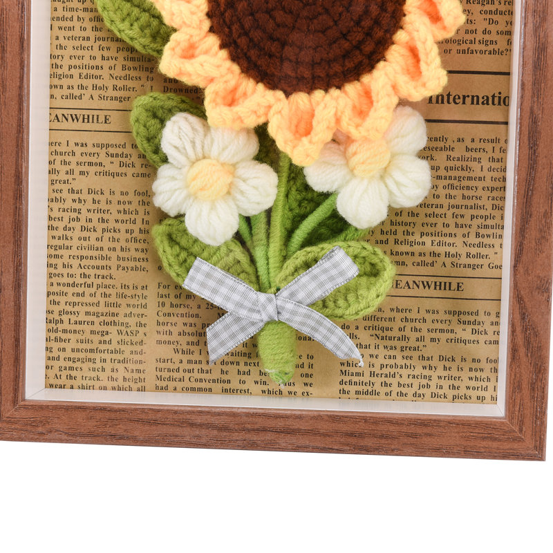Cadre photo « Bouquet au crochet » réaliste, décor floral mural pour salon, 22 x 17 x 4,3 cm