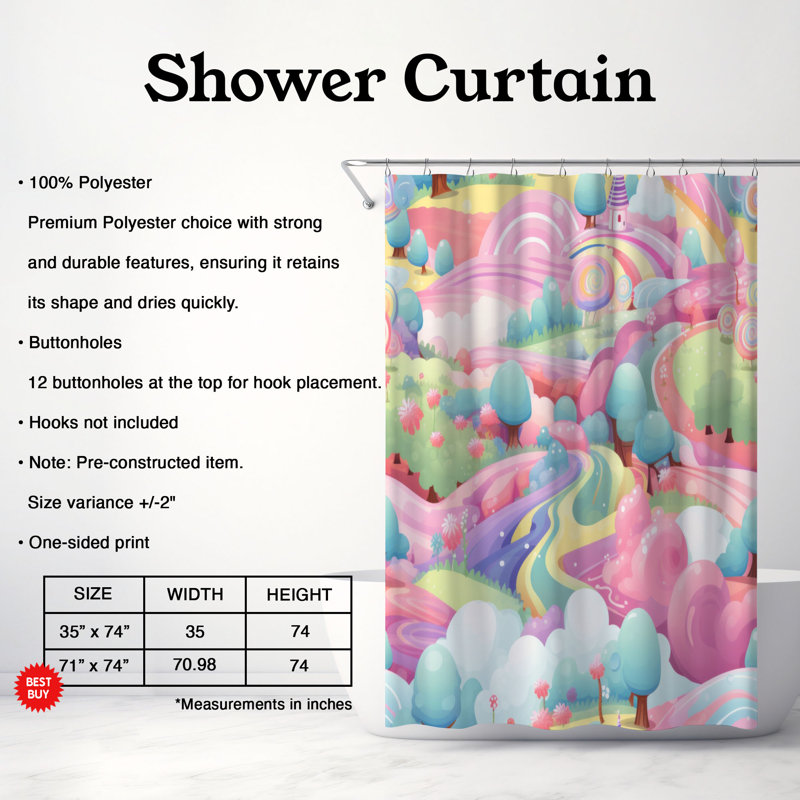 Rideau de douche Candy Delights - Premium, H 74 po x l 71 po