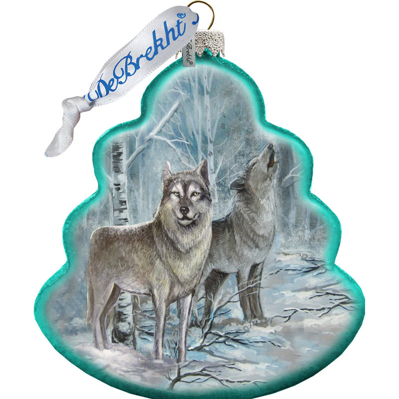 Ornement en verre Holiday Splendor Wolves Tree