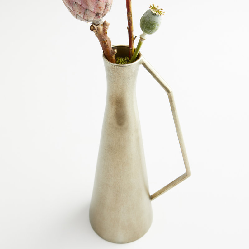 Dhaka Metal Table Vase, 14" H x 4.75" W x 6" D