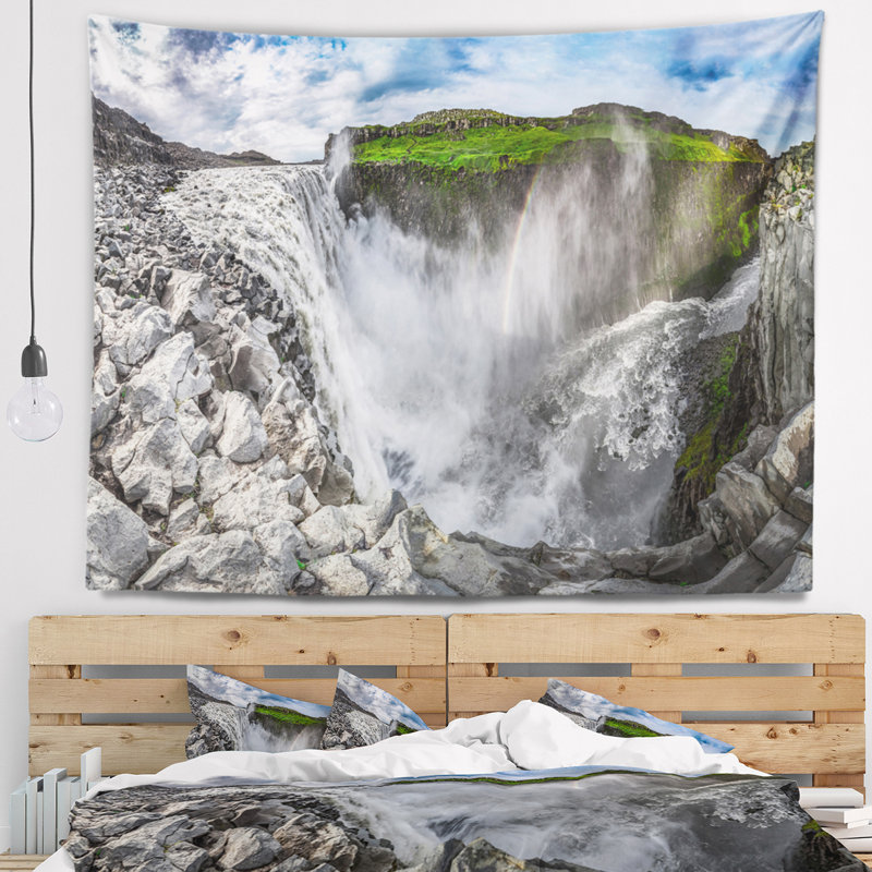 Paysage magnifique dettifoss cascade iceland tapisserie, H 32 po x l 39 po