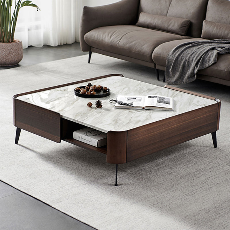 Table basse rectangulaire en bois manufacturé, H 15,75 po x L 40,55 po x l 40,55 po