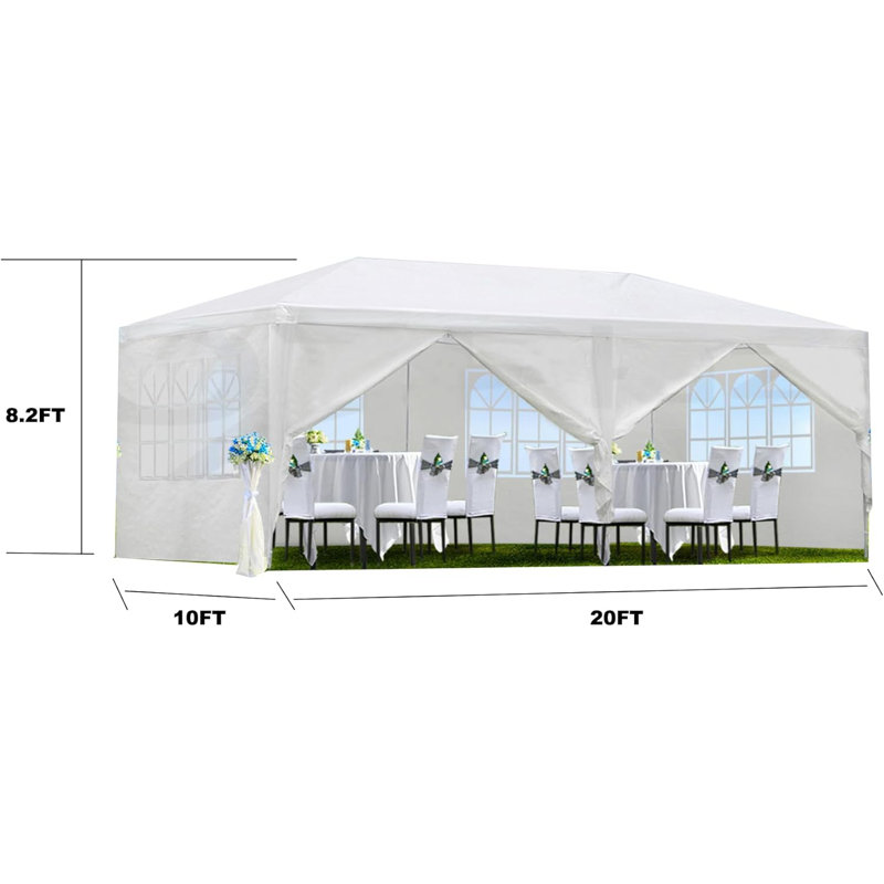 10'x20' Party Tent, Outdoor Wedding Event Tents for Parties with 6 Removable Sidewalls, Heavy Duty Waterproof Outdoor Canopy Camping Gazebo for Wedding BBQ Patio Backyard, White