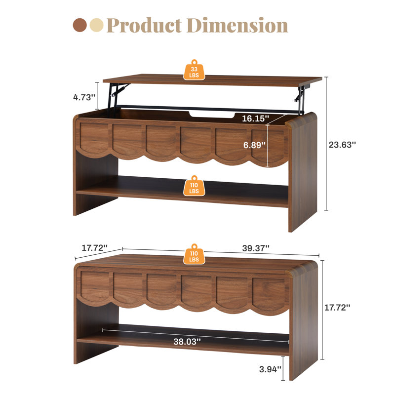 Lift Top Coffee Table With Storage, Walnut