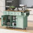Mobile Kitchen Island Cart With Rubberwood Drop-Leaf Countertop, 3 Drawers & Cabinet Storage, 5-Wheel Rolling, Mint Green-1000622281