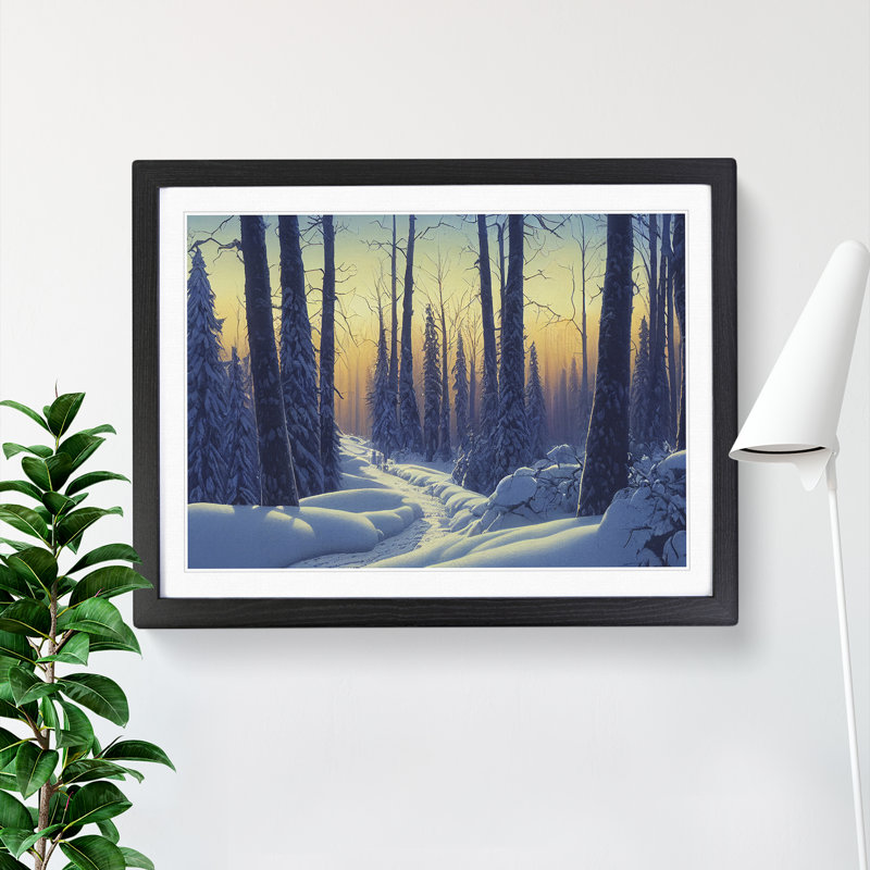 Gracious Winter Forest - Single Picture Frame Print, 46cm H x 64cm W x 2cm D, Black Framed