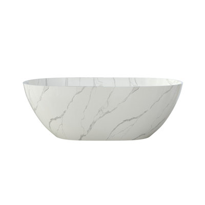 63" Freestanding Bathtub Solid Surface Stone Resin Modern Soaking Tubs