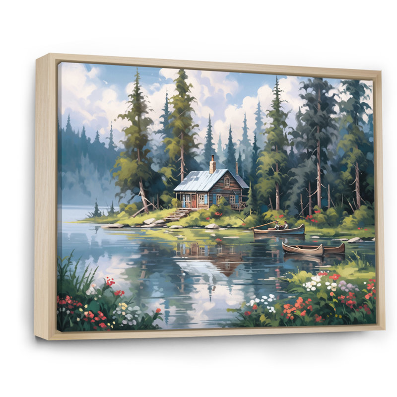 Rustic Refuge Lakehouse I sur impression sur toile, H 34 po x l 44 po x P 1,5 po, Cadre naturel flottant