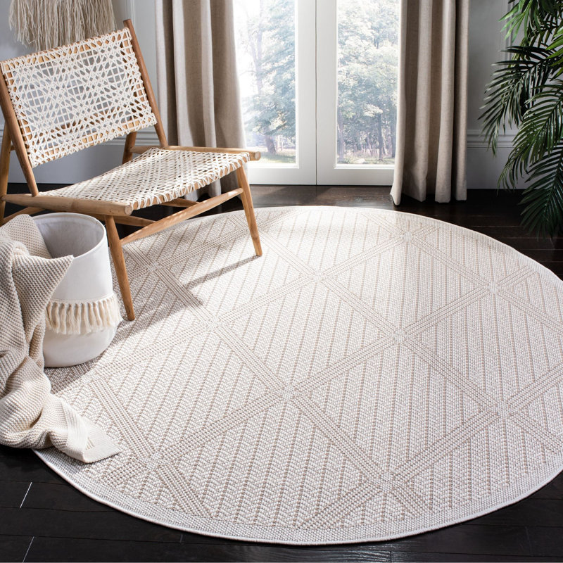 Tapis d'intérieur / extérieur à motif géométrique Kircher Performance, Rond 6 pi 7 po