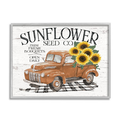 " Vintage Sunflower Seed Co. Advertisement Red Farm Truck "