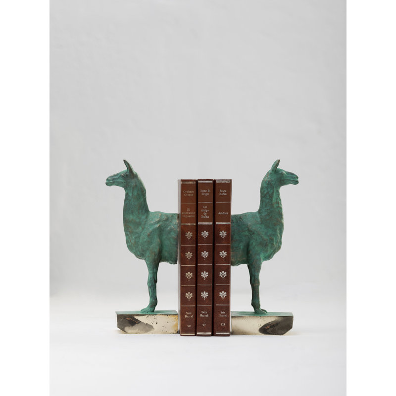 Llamas Decorative Bookends In Casted Bronze, Set Of 2, By Andean, In Stock