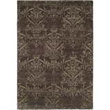 Wool Floral Area Rug in Gray